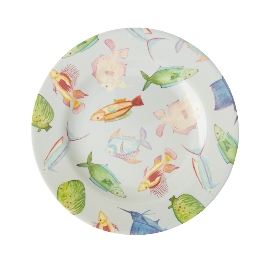 Fish Print Melamine Side Plate or Lunch Plate By Rice DK